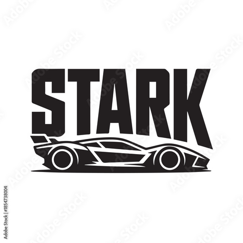 create a black and white logo for the logo
"STARK". make it motorsport tech-like and fierce. From German engineering origins