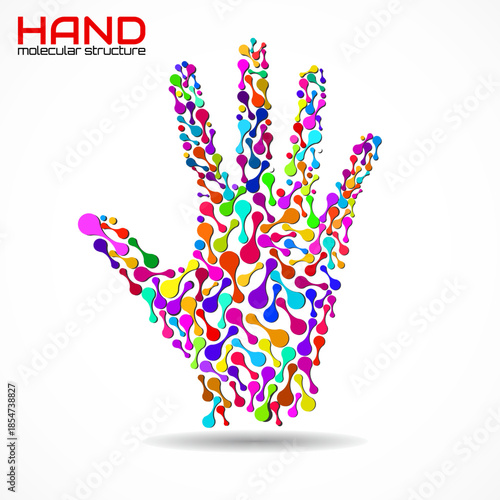 Hand of molecular structure, idea for your design, vector illustration