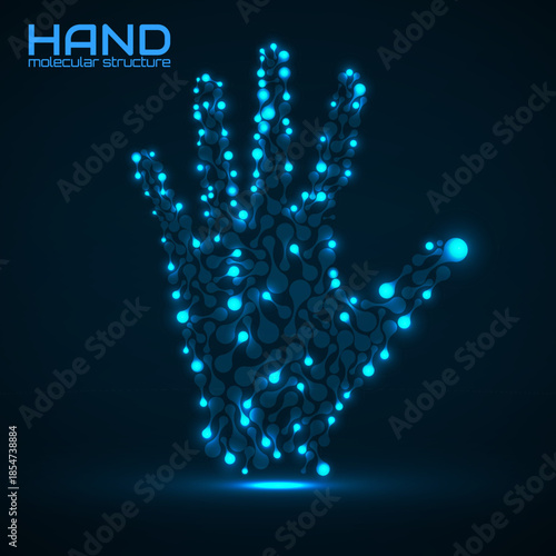 Hand of molecular structure, idea for your design, vector illustration