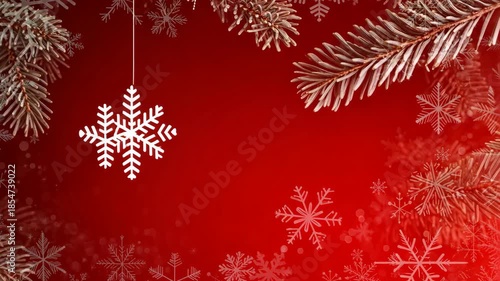 Beautiful holiday decorations feature snowflakes and shiny ornaments on a vibrant backdrop, capturing the spirit of winter celebrations