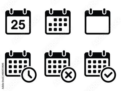 Calendar and Schedule Icons Set – Date, Reminder, Task and Event Management Symbols