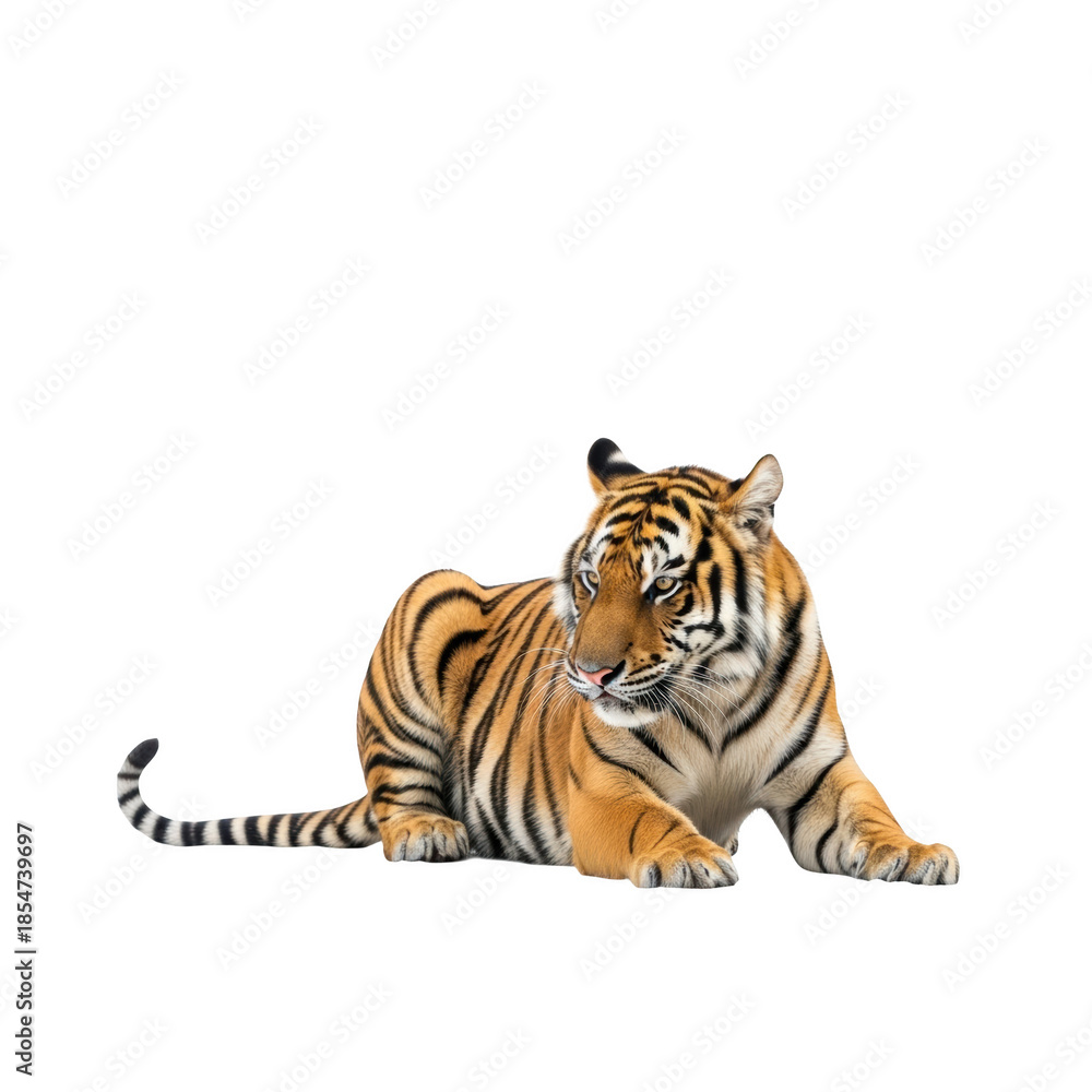 Obraz premium Tiger lying down with black background animal big cat