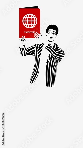 3D animated character holding a passport on a clean white background. Concept of travel, international identity, documents, migration, freedom, and global mobility. Ideal for reels