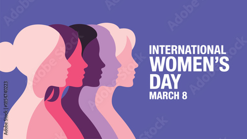 Diverse womens profiles celebrate International Womens Day on March 8 with unity and strength