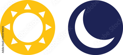 Yellow Sun and Blue Moon Icon Flat Icon Minimal Vector Icon Style
