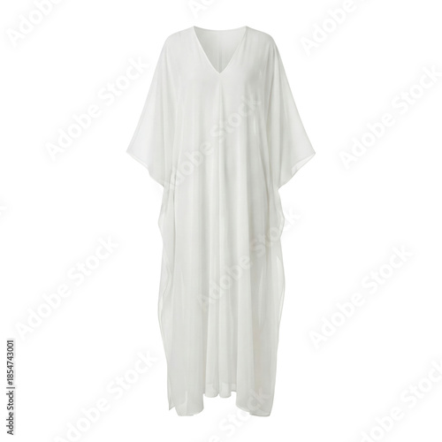Obraz na plátně White sheer kaftan maxi dress mockup