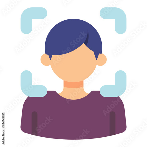 scanning man face detection flat icon