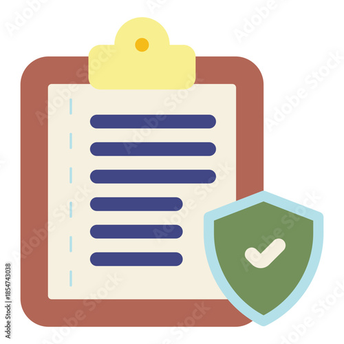 secure policies on clipboard flat icon
