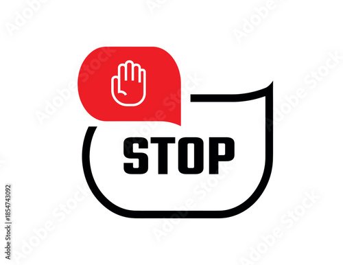 Red stop sign. Vector icon