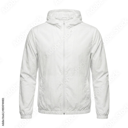 Φωτογραφία White lightweight hooded windbreaker on transparent background