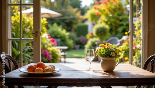 the viewers gaze is anchored at the top of the frame, focusing on the inviting tabletop