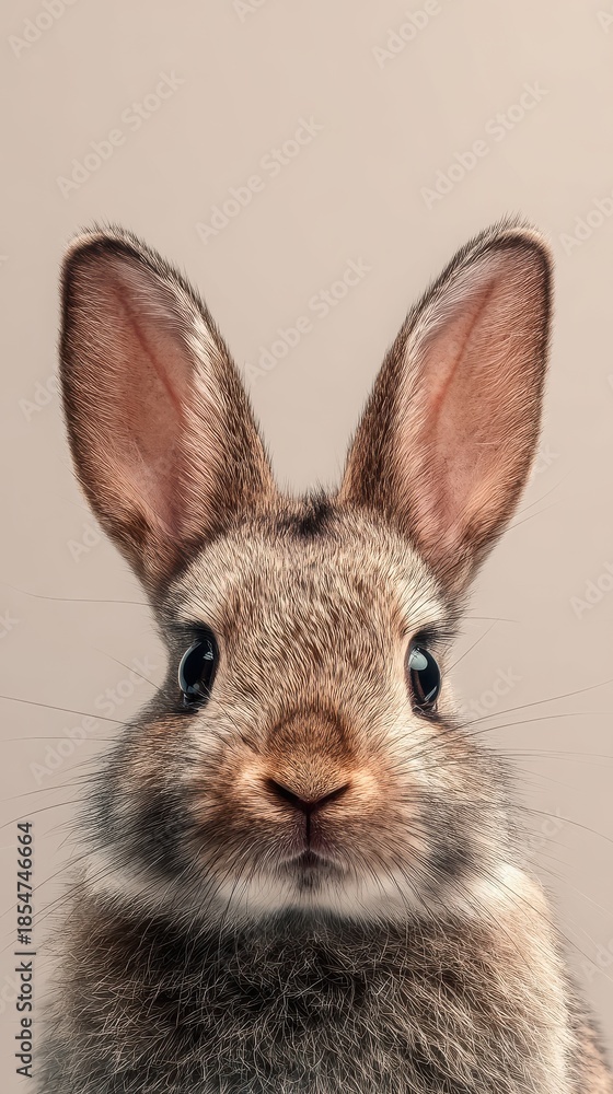 Fototapeta premium cute bunny portrait vertical, minimal background, soft light, friendly mood