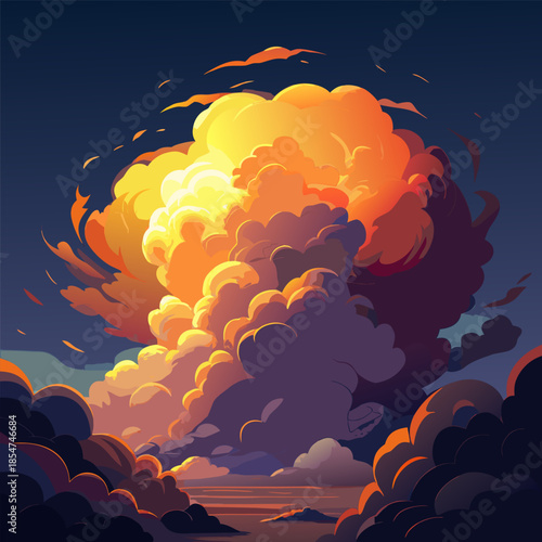 A vibrant explosion of color and light depicted in a stylized illustration