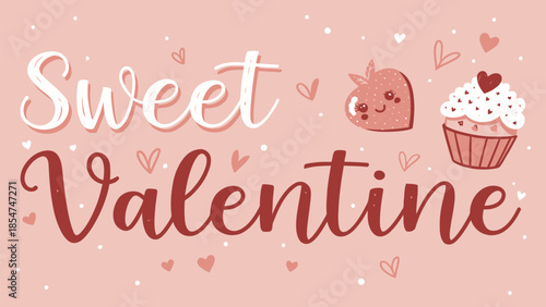 Sweet Valentine's Day celebration with cupcake and heart decorations
