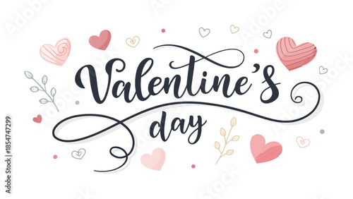 Beautiful Valentine's Day greeting with hearts and flowers