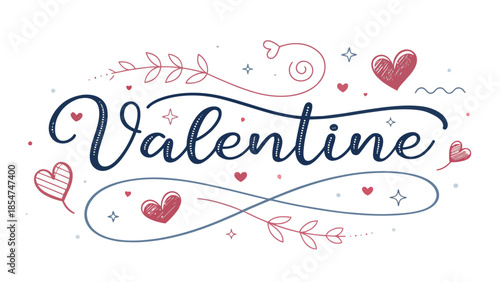 Beautiful Valentine's Day illustration with hearts and leaves