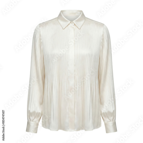 Quadro su tela Elegant white pleated silk blouse mockup