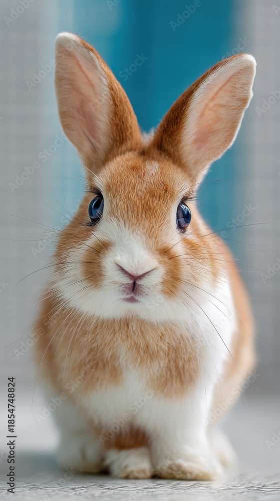 Fototapeta premium cute bunny portrait, vertical orientation, soft light, clean background, friendly mood
