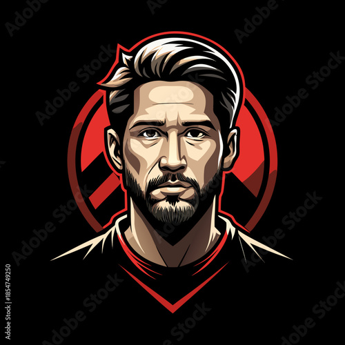 Portrait of a young man wearing a mask in a dark zombie style illustration with a scary expression