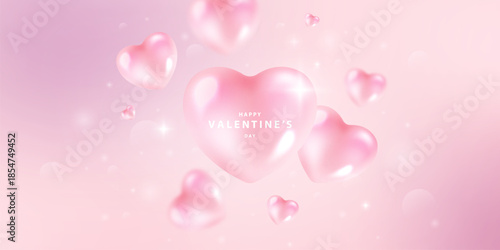 Valentine's Day background, beautifully decorated with heart shapes for the festival. Vector illustration.