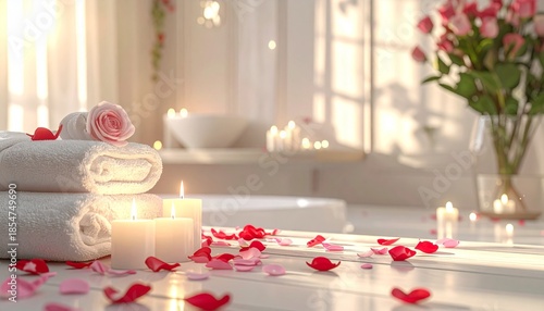 Bouquet of red roses on a red background with space for text.Romantic valentines day love letter with red rose flowers. light