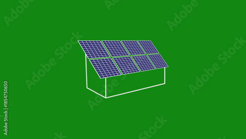 Combined solar panels - green energy vector depiction