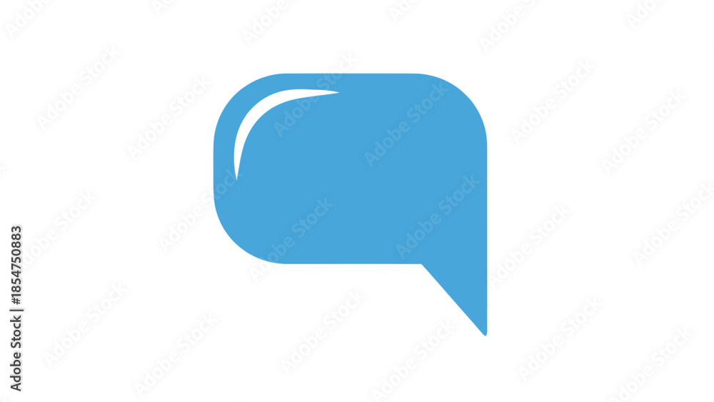 Naklejka premium A blue speech bubble icon on a white background viewed from directly above