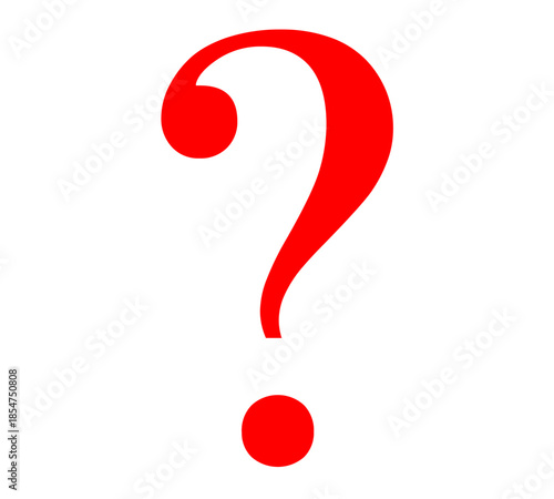 Random black question mark with background large one in red color. Vector illustration isolated on transparent.