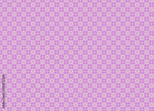 Abstract geometric pattern with small white floral shapes on a soft lilac background
