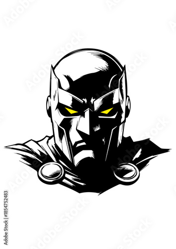 Scary Villain Face in Black and White Background with Dark Expression and Dramatic Horror Mood
