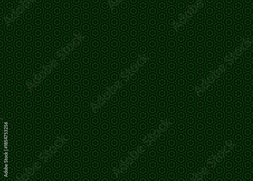 Abstract dark green intricate star pattern background with geometric design for textile