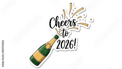 Cheers to 2026 with a festive champagne bottle and gold confetti