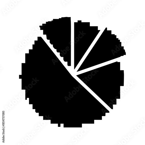 Black and white pixelated circle with lines