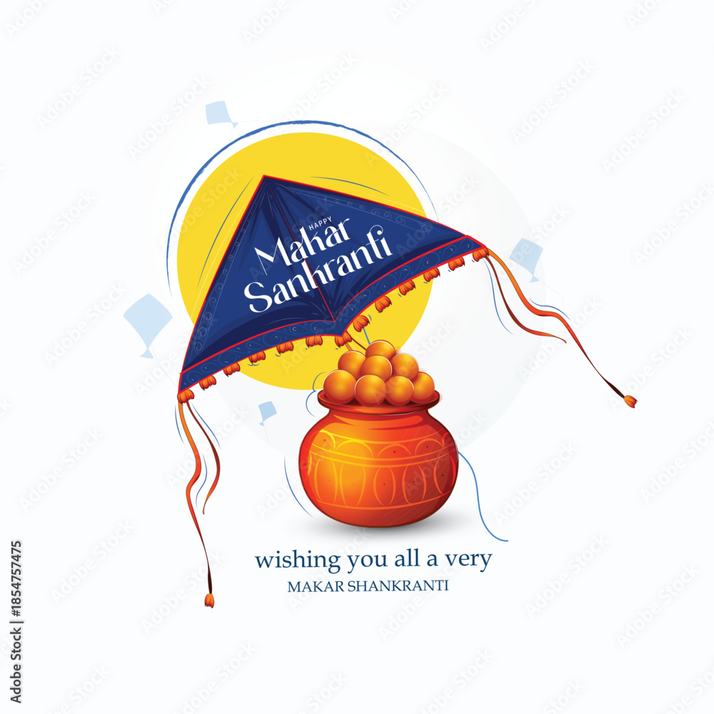 Fototapeta premium Happy Makar Sankranti Festival Template Design illustration vector art 