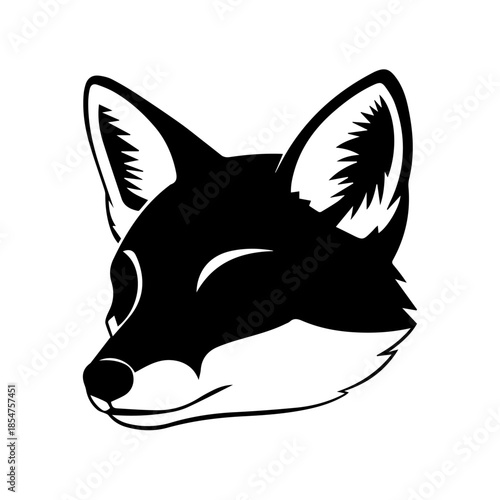Black and white fox head silhouette