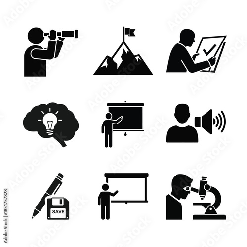 Various icons representing different activities