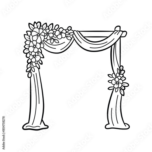 wedding arch with flowers and drapes