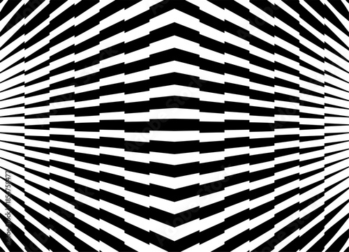 Symmetrical Vector pattern of thick broken black lines on a white background in retro style. Basis for covers, advertising, posters, labels. Striped design element. Vector background. Rays