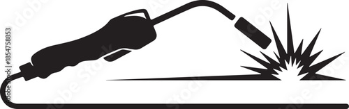 Vector illustration of a black silhouette of a girl with a dog using a computer mouse and electric power cable plug icon for technology equipment design