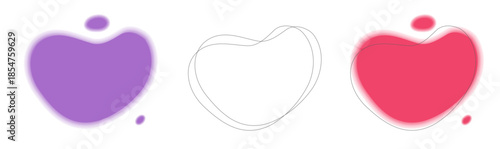 Fluid abstract soft blurred shapes design vector icon for title text copy space blobs set red purple, line stroke liquid soft irregular paint spots curve templates decoration modern trendy doodle