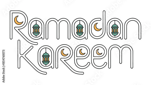 Ramadan Kareem: This image celebrates the spirit of Ramadan with an elegant text design, the crescent moons and lanterns create a harmonious arrangement.