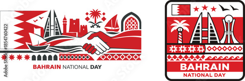 Wide Bahrain National Day Scene Featuring National Identity Heritage Motifs Minimal Clean Festive Layout