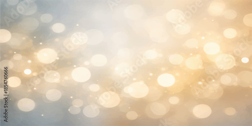 Abstract golden bokeh background with glowing Christmas lights and blurred glitter for a bright holiday celebration design featuring shiny yellow magic and defocused xmas patterns