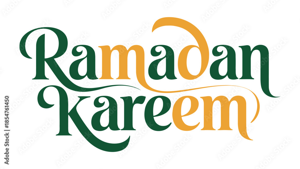 Fototapeta premium Ramadan Kareem greeting: A beautiful illustration celebrates the holy month of Ramadan, with elegant calligraphy, and a celebratory mood, it's perfect for spiritual events and occasions.