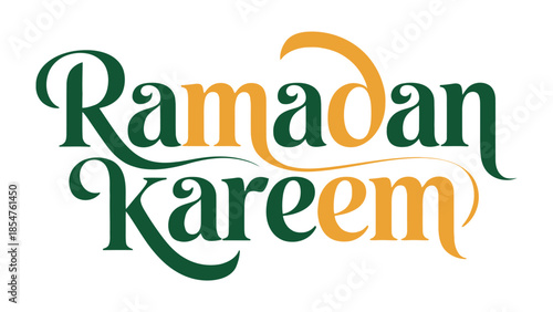 Ramadan Kareem greeting: A beautiful illustration celebrates the holy month of Ramadan, with elegant calligraphy, and a celebratory mood, it's perfect for spiritual events and occasions.