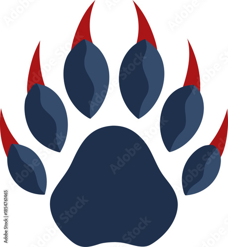 cat foot print scratches paw shape. Four nails trace stock illustration , white background