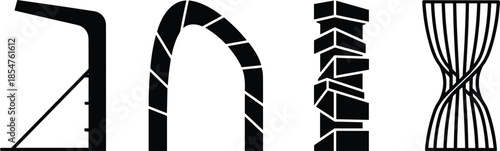 Isometric gate arch portal entrance vector illustration isolated on background.