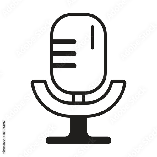 Minimalist Microphone Icon Line Art Vector Illustration, Suitable for Audio, Podcast, Music, Broadcasting