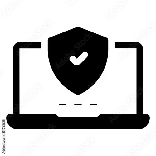 computer laptop secure shield protection icon