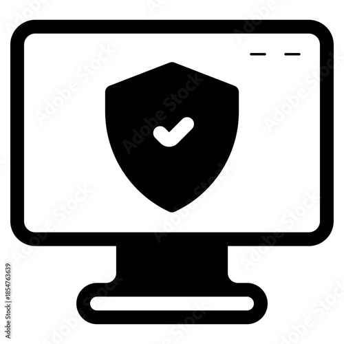 computer monitor secure shield protection icon